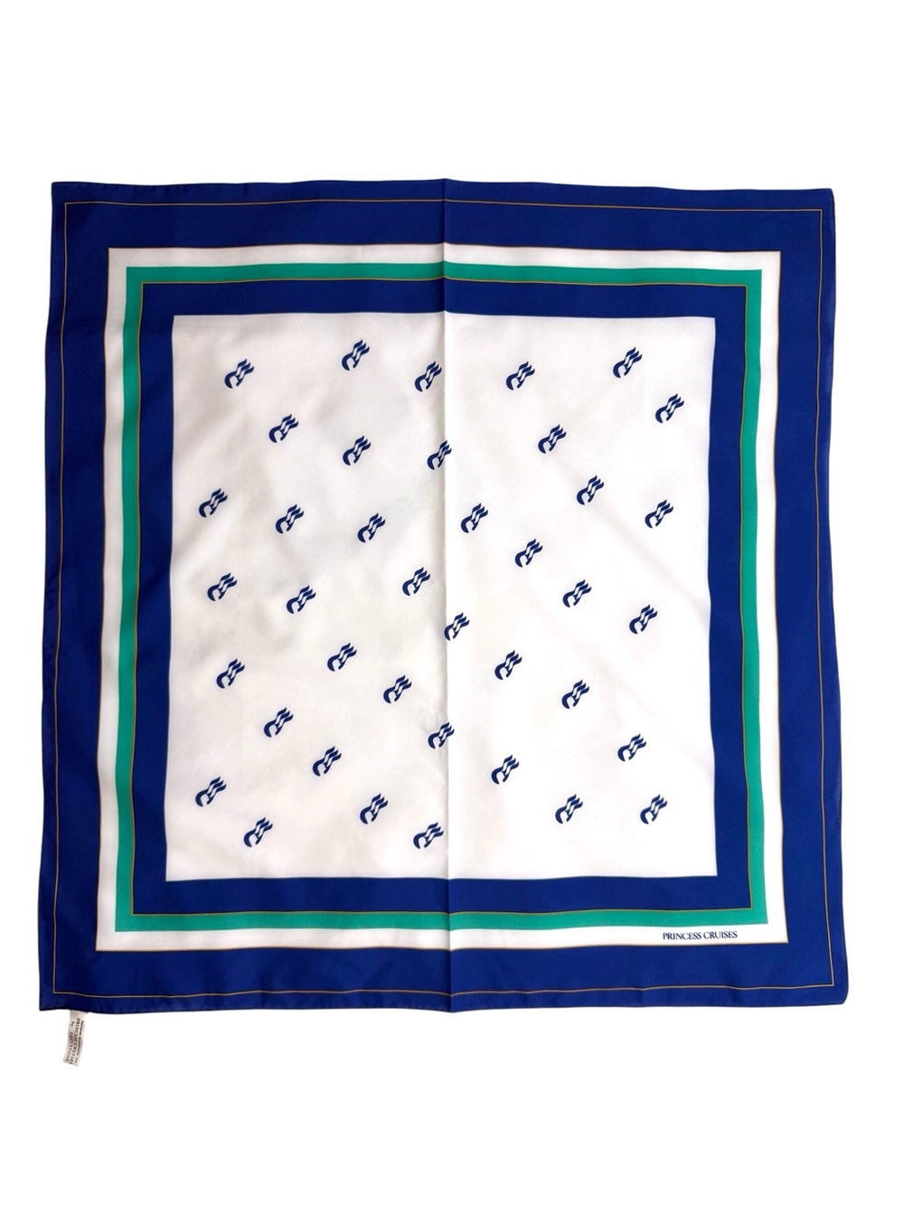 Princess Cruises 26x26 Square Blu White & Green cruise logo scarf Made in Japan